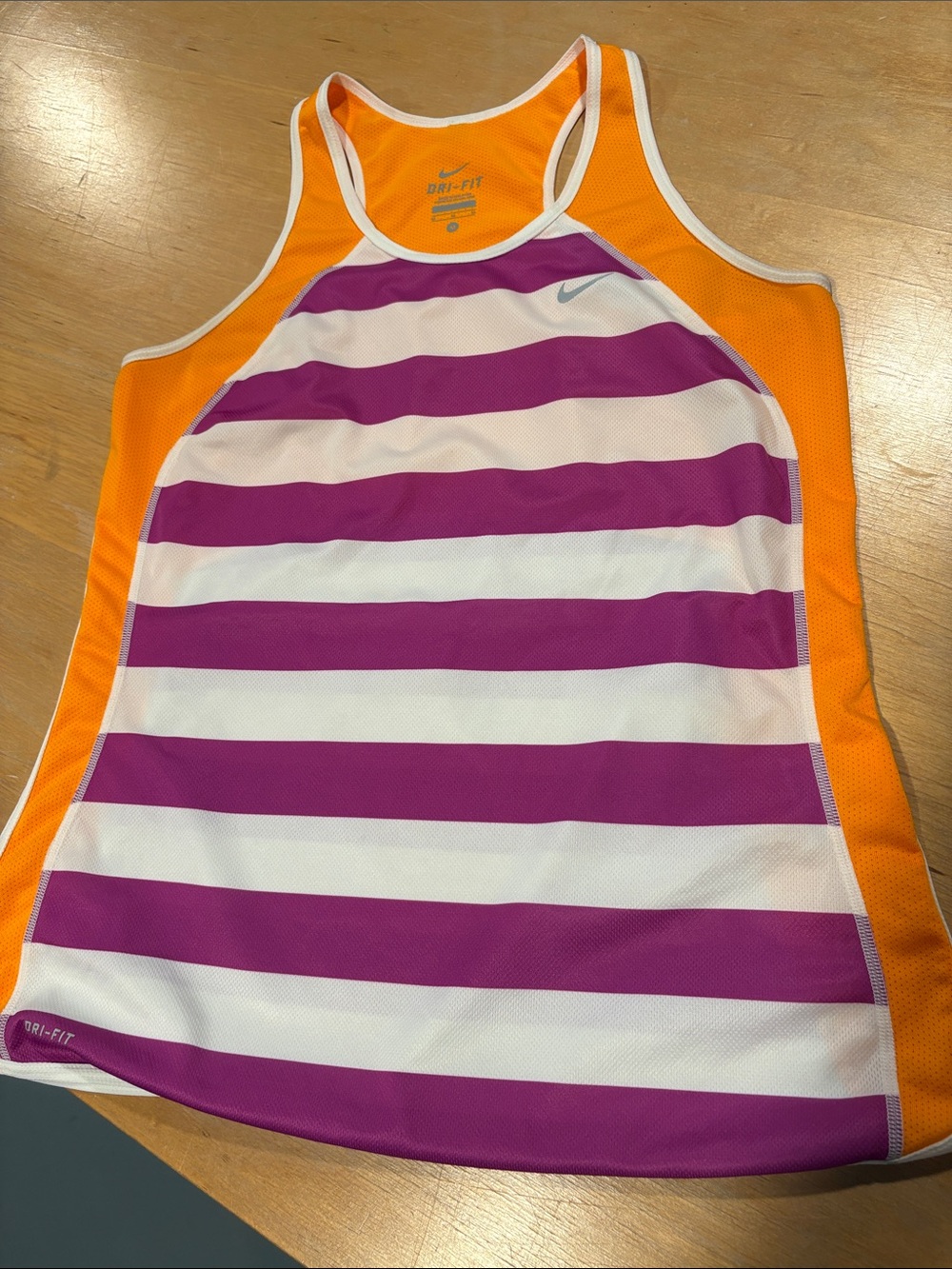 Nike ~ Striped Dri-FIT Racerback Tank - Purple, White & Orange